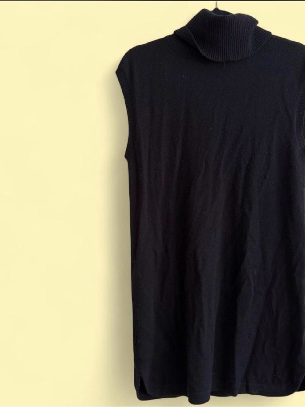 Magaschoni Black Strapless 100% Cashmere Sweater Dress with Turtleneck